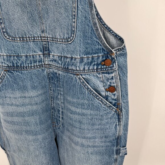 Madewell Overalls Size L Oversized Carpenter Wide Leg Blue Denim Cotton Utility - Picture 8 of 16